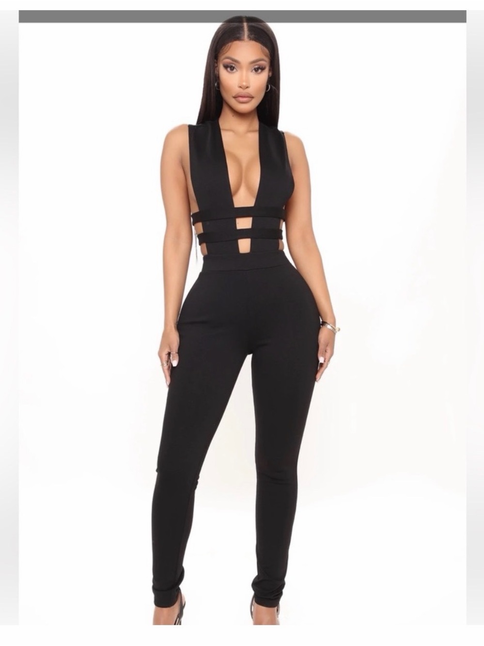 Fashion Nova Black Strappy Cutout Jumpsuit